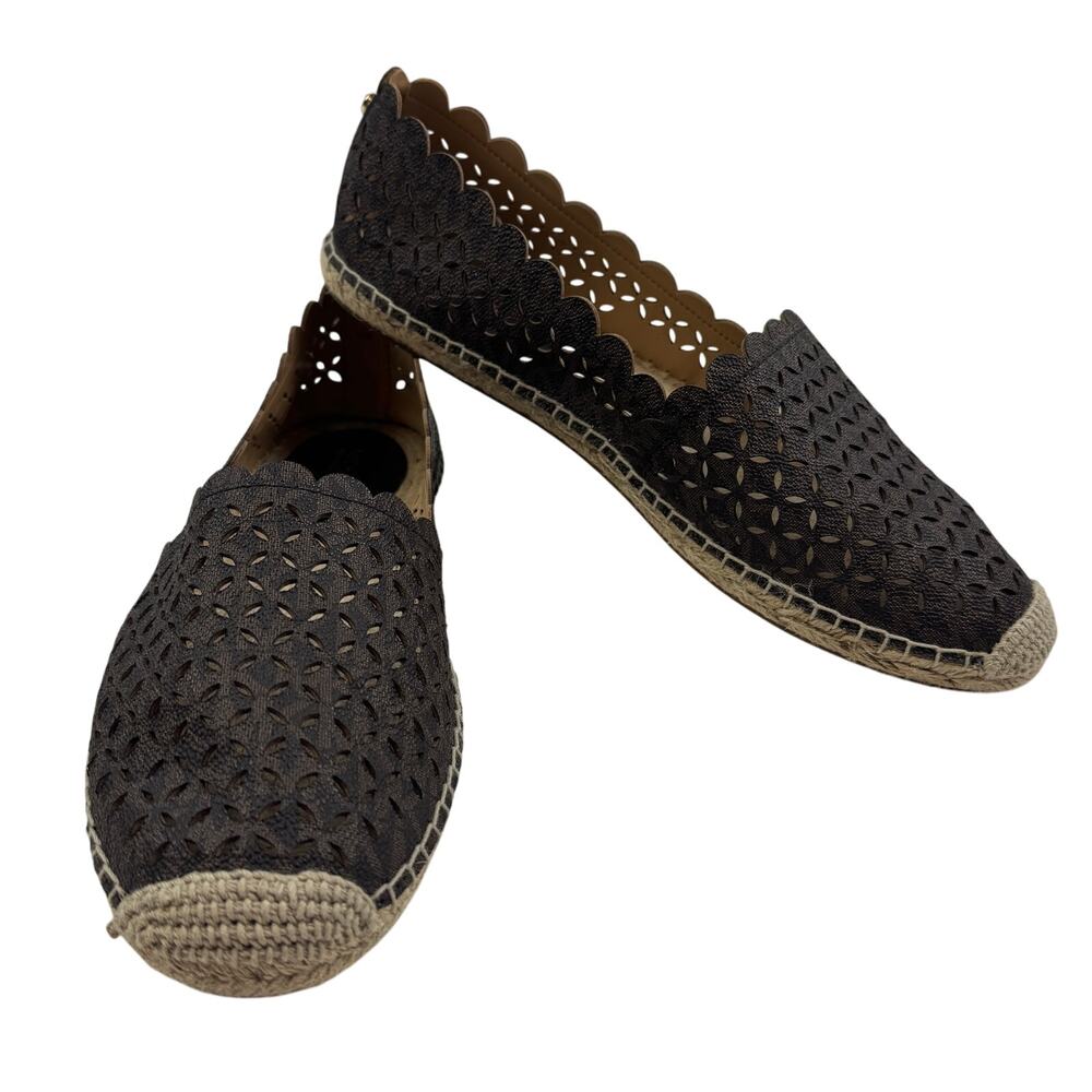 Michael Kors Brown Alexis Perforated Scalloped Espadrille Flats Women's Size 10